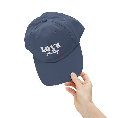 LOVE YOURSELF - Unisex Distressed Cap