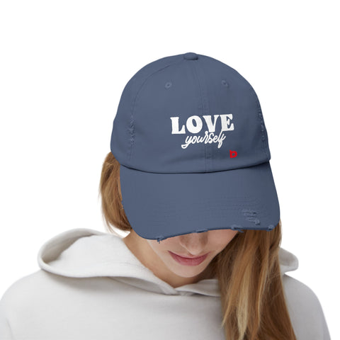 LOVE YOURSELF - Unisex Distressed Cap