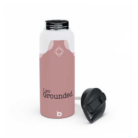 GROUNDED RED - Stainless Steel Water Bottle, Standard Lid