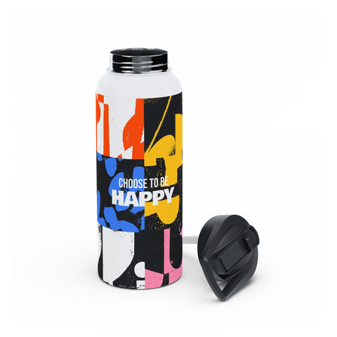 CHOOSE TO BE HAPPY - Stainless Steel Water Bottle, Standard Lid